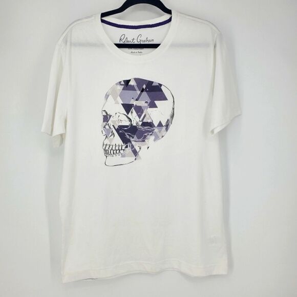 Robert Graham "Leon" Skull Design Short Sleeve Cotton Crewneck TShirt - Picture 1 of 8